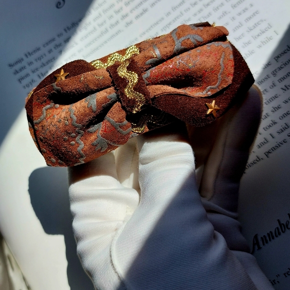 Vintage Barrette Bobby Pin Clip Real Suede  1990s 🤎🤎🤎 - Picture 4 of 6